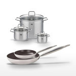 ELO Lot Poêles 24cm & 32cm avec revêtement céramique sans PFAS & 3 Faitouts 14/20/26 cm Elo Bistro Line Citrin