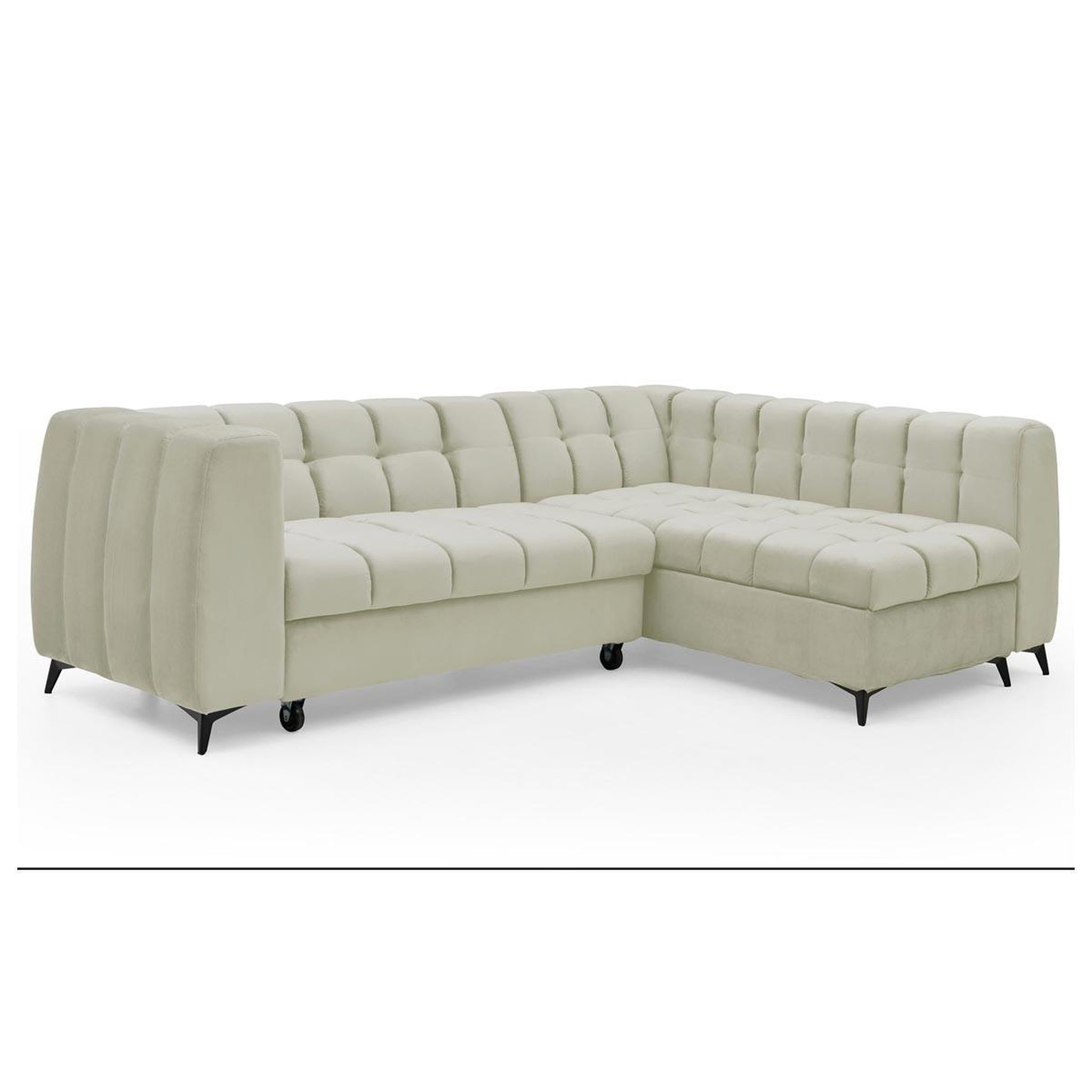 Voir la diapositive 2 : Paris Prix Canapé d'angle convertible 5 places  casey  247cm beige
