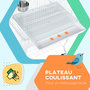 Voir la diapositive 5 : PAWHUT Cage à oiseaux volière sur roulettes - étagère, grille, plateau amovible, 2 bols acier inox, perchoir - acier blanc