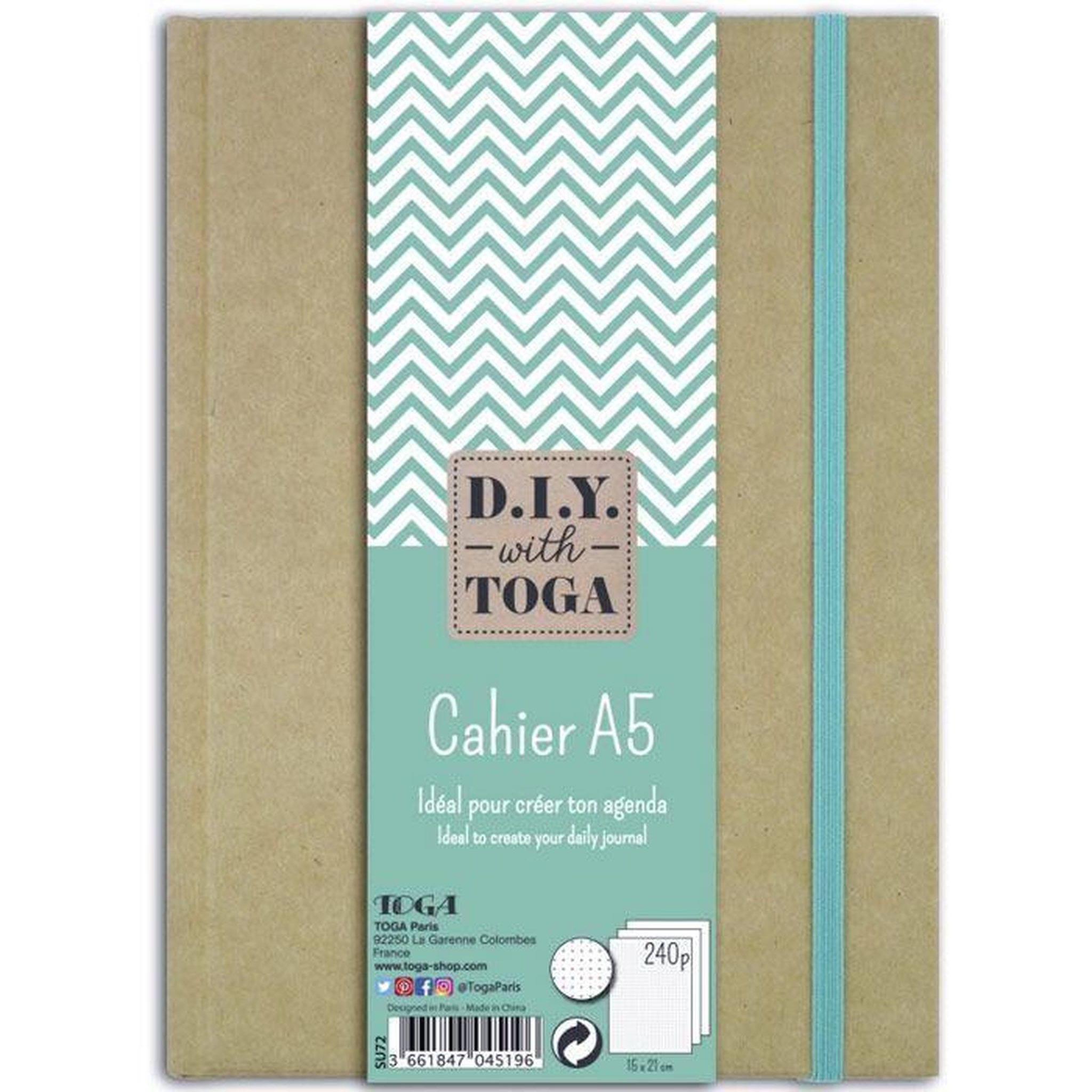 Voir la diapositive 1 : Toga Cahier a5 kraft pour bullet journal - 192 pages