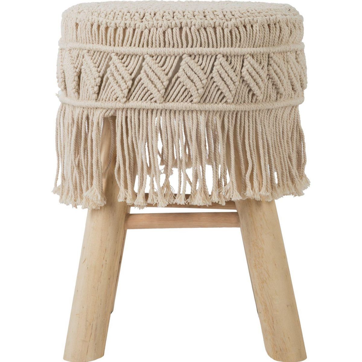 ATMOSPHERA Tabouret en macramé Savana - H. 42 cm - Beige