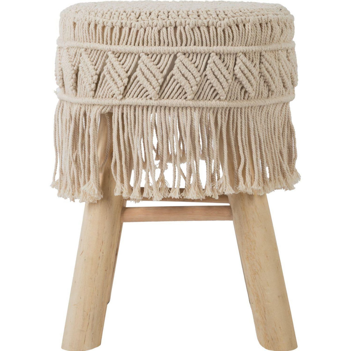 ATMOSPHERA Tabouret en macramé Savana - H. 42 cm - Beige