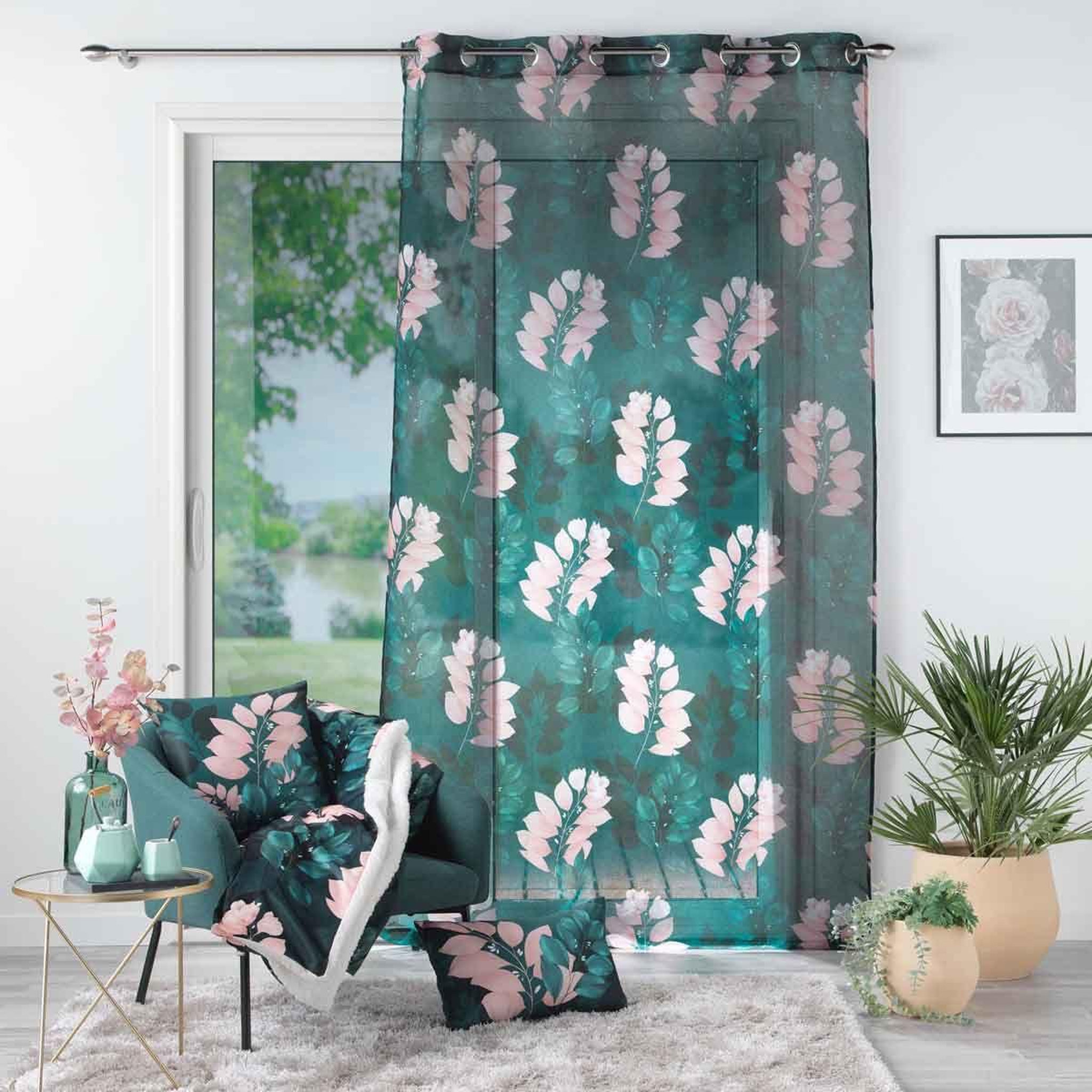 Voir la diapositive 3 : Douceur d'Intérieur Rideau voilage à œillets  belline  140x280cm émeraude