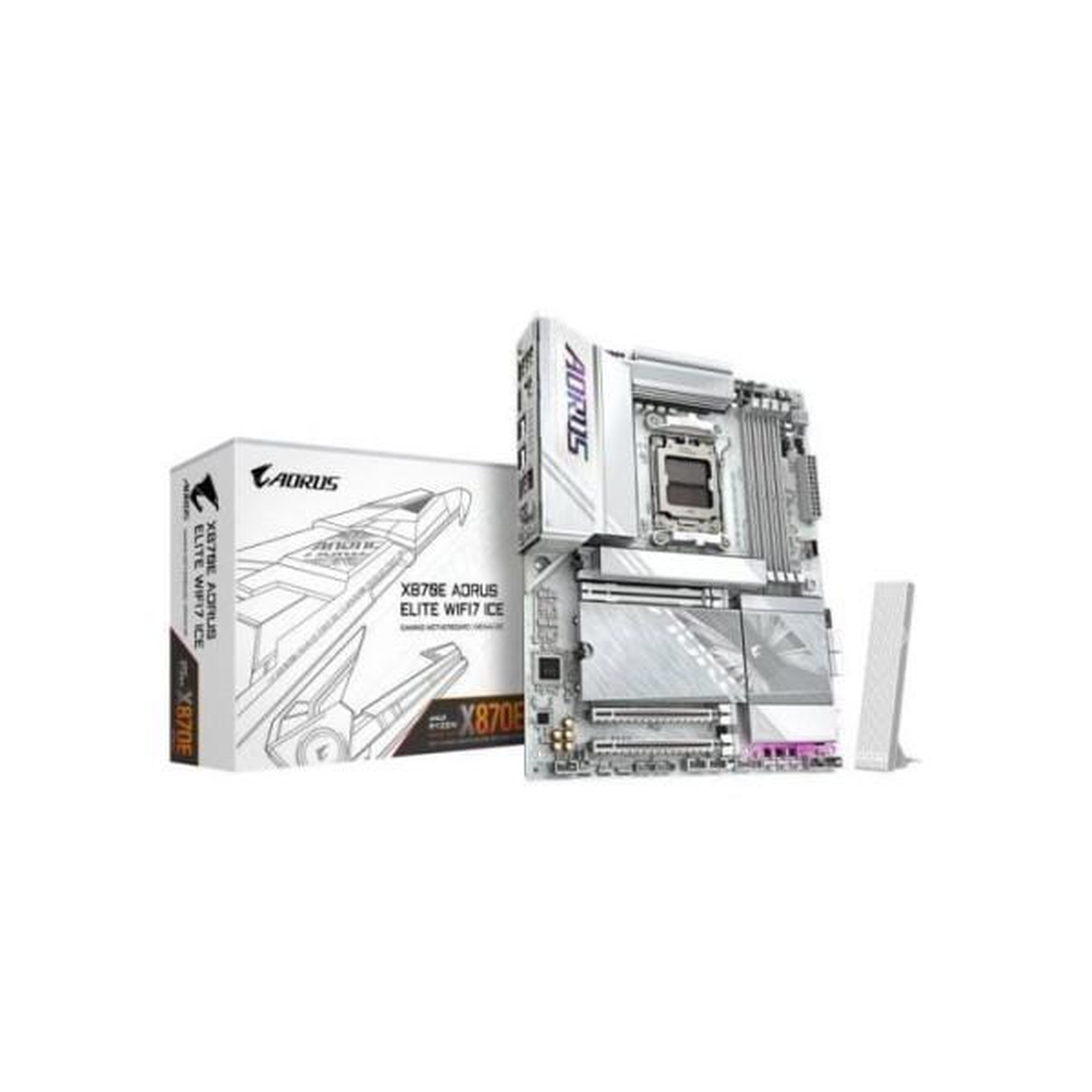 Voir la diapositive 6 : Gigabyte Carte mere - GIGABYTE - X870E A ELITE WF7 ICE - Format ATX - Chipset AMD X870E - DDR5 & PCIe 5.0 - WiFi 7