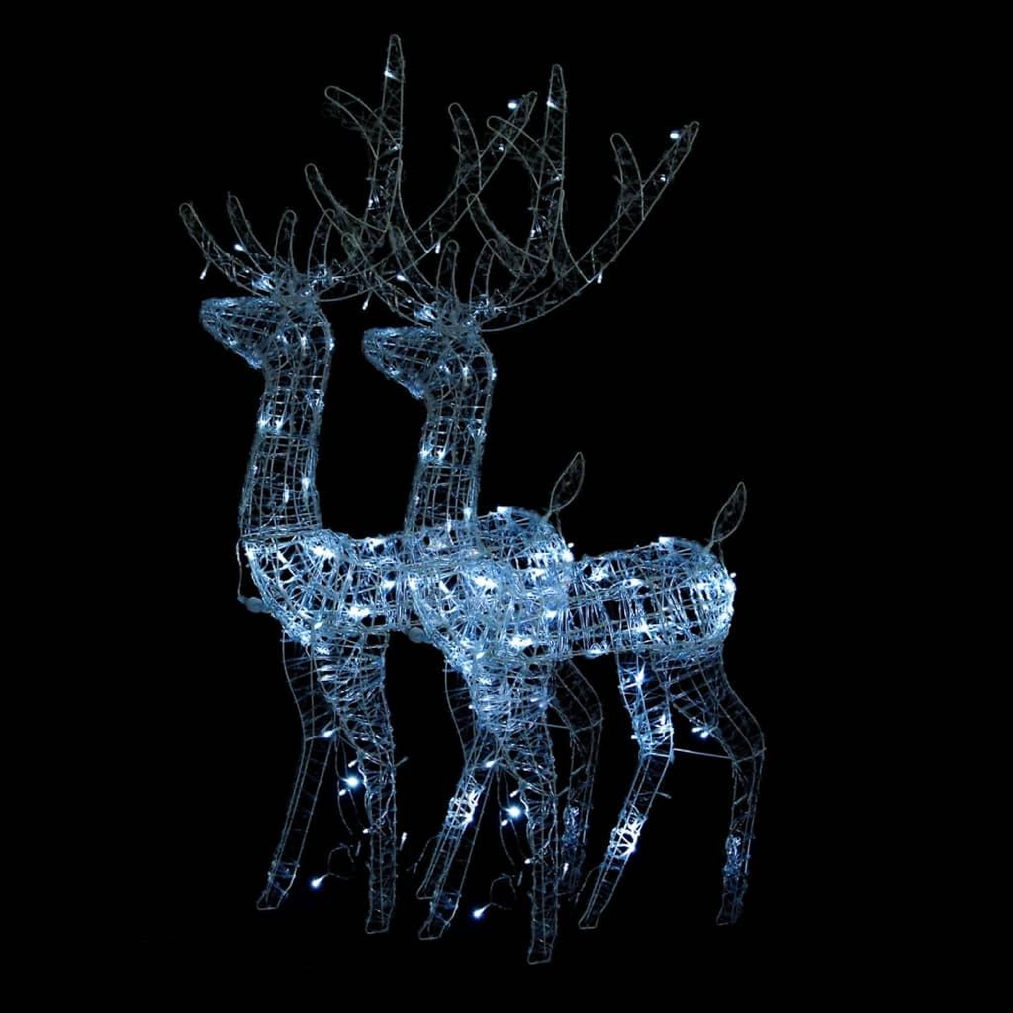 VIDAXL Decorations de noël de renne acrylique 2 pcs 128 cm blanc froid