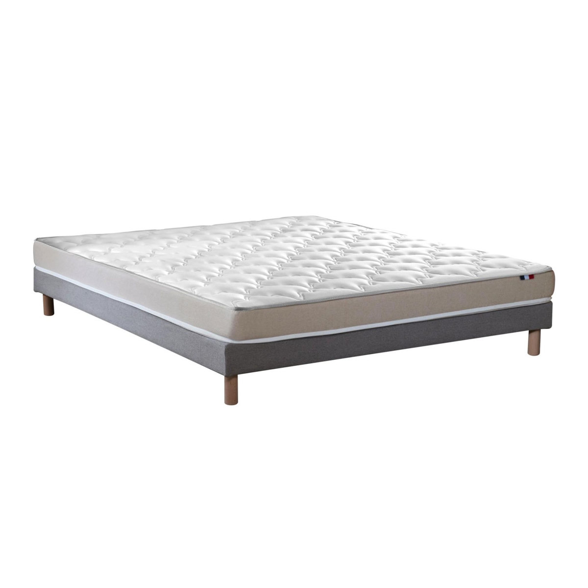 IDLITERIE Ensemble Matelas accueil Latex 3 zones INITIAL - Bi Confort Mousse & Latex + Sommier - Made in France