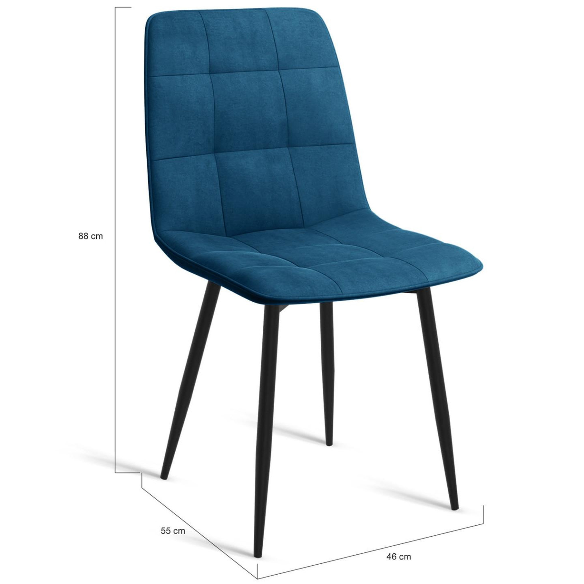Voir la diapositive 5 : ID MARKET Lot de 6 chaises mila en velours bleu pour salle à manger