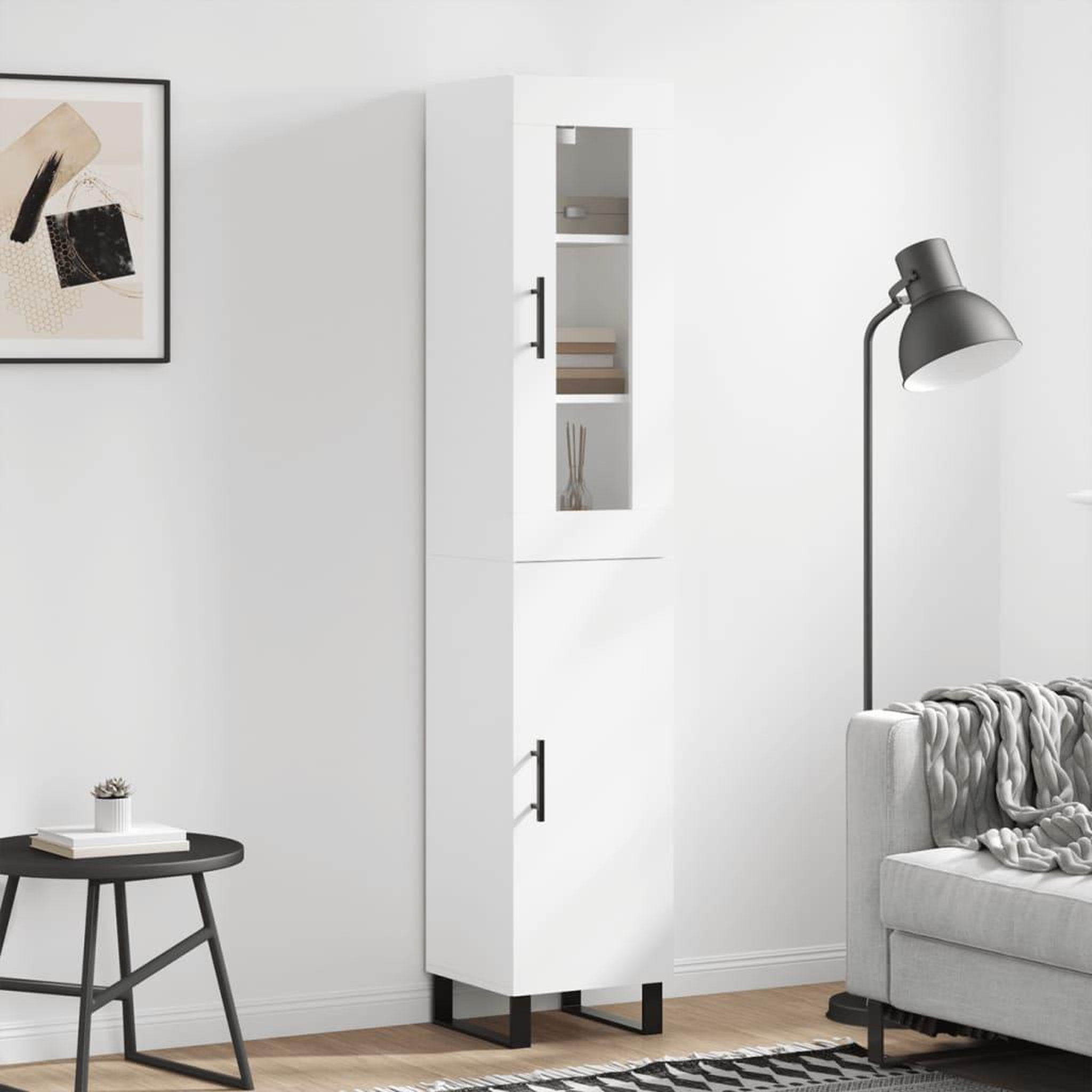VIDAXL Buffet haut Blanc 34,5x34x180 cm Bois d'ingenierie