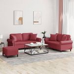 VIDAXL Ensemble de canapes 3 pcs et coussins rouge bordeaux similicuir