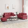 Voir la diapositive 1 : VIDAXL Ensemble de canapes 3 pcs et coussins rouge bordeaux similicuir