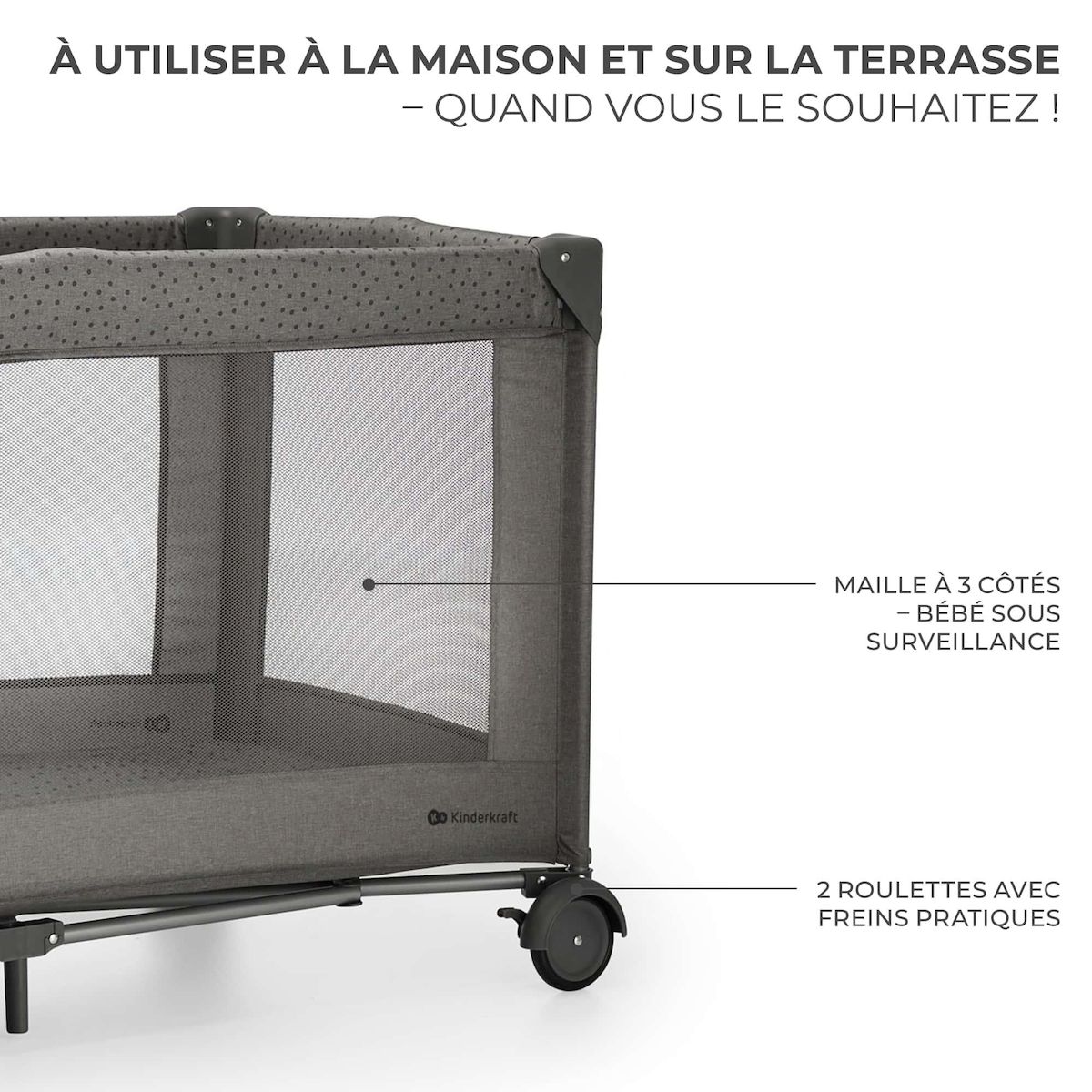 KINDERKRAFT Lit voyage parc bebe pliable avec accessoires pra