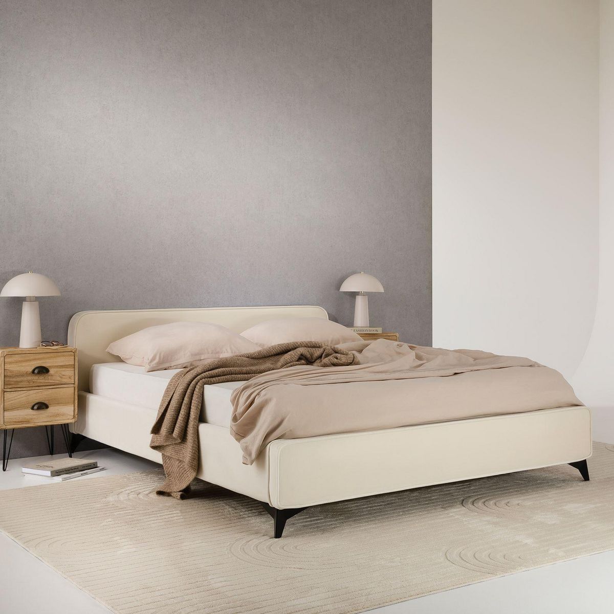 IDIMEX Lit double RAVELLO 140 x 190 cm, revêtement en tissu