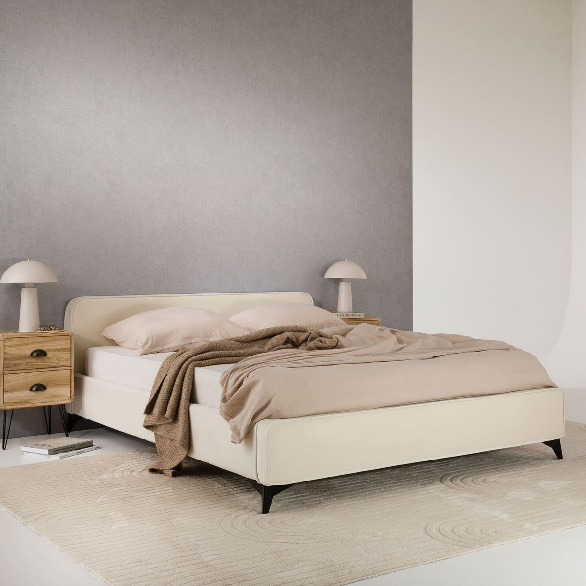 IDIMEX Lit double RAVELLO 140 x 190 cm, revêtement en tissu