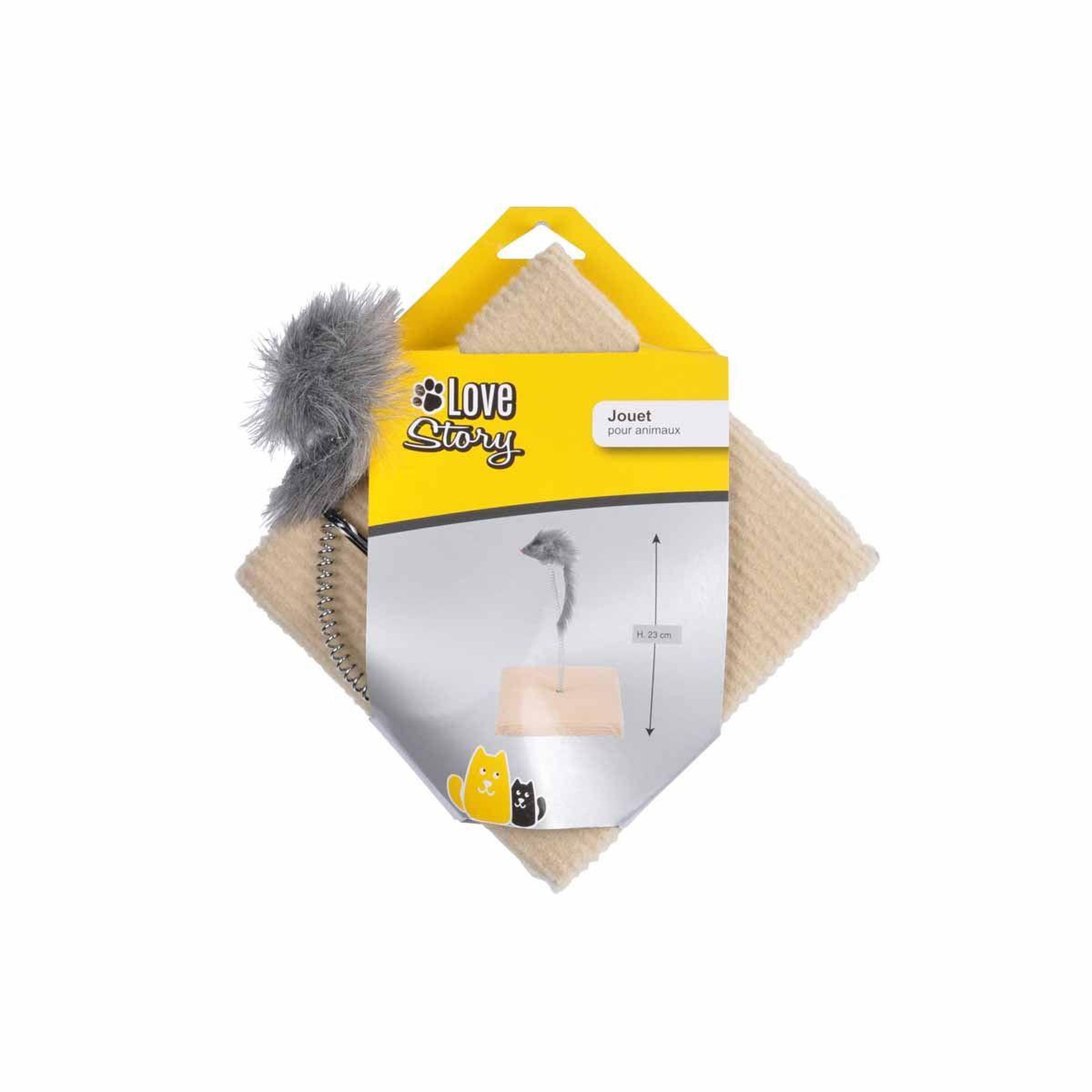 Voir la diapositive 2 : LOVE STORY Jouet pour chat  souris ressort sur plateau  16cm gris