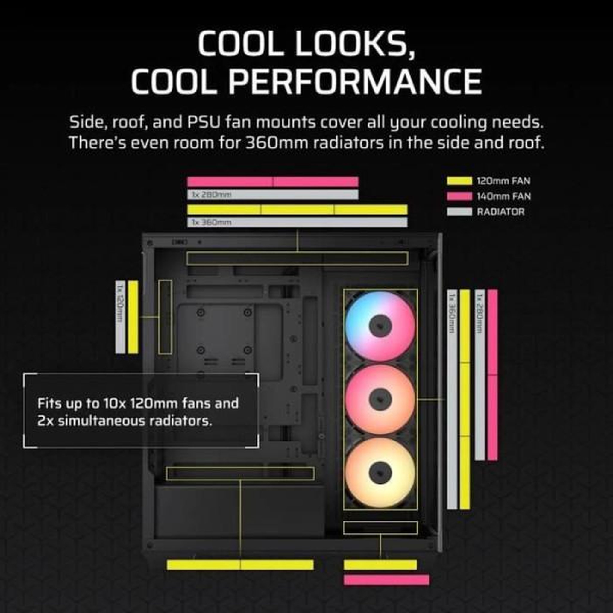 Voir la diapositive 5 : Corsair Boitier pc - corsair - 3500x rsr argb tempered glass mid-tower - 3 ventilateurs argb a rotor inversé - noir
