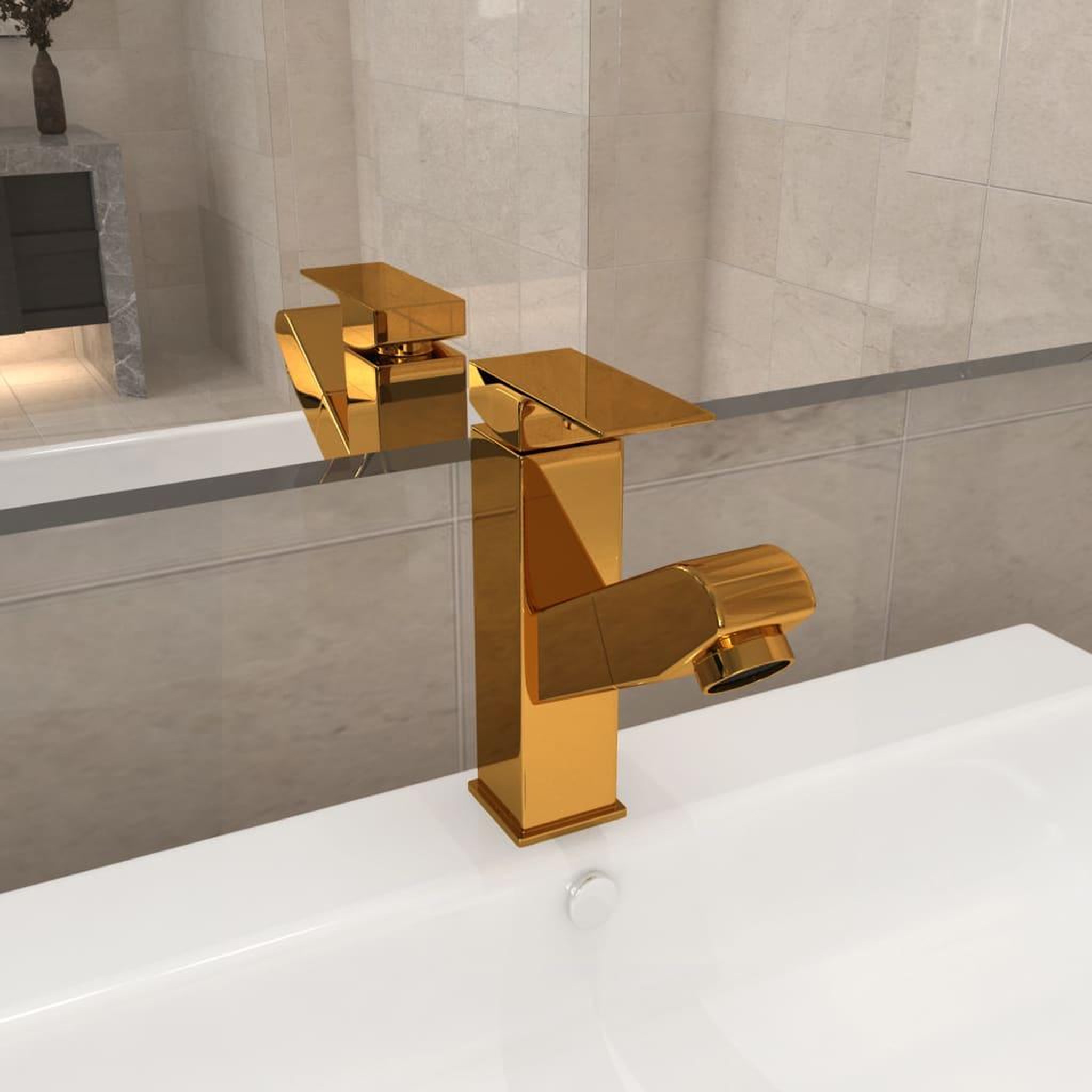 Voir la diapositive 1 : VIDAXL Robinet de lavabo retractable Finition doree 157x172 mm