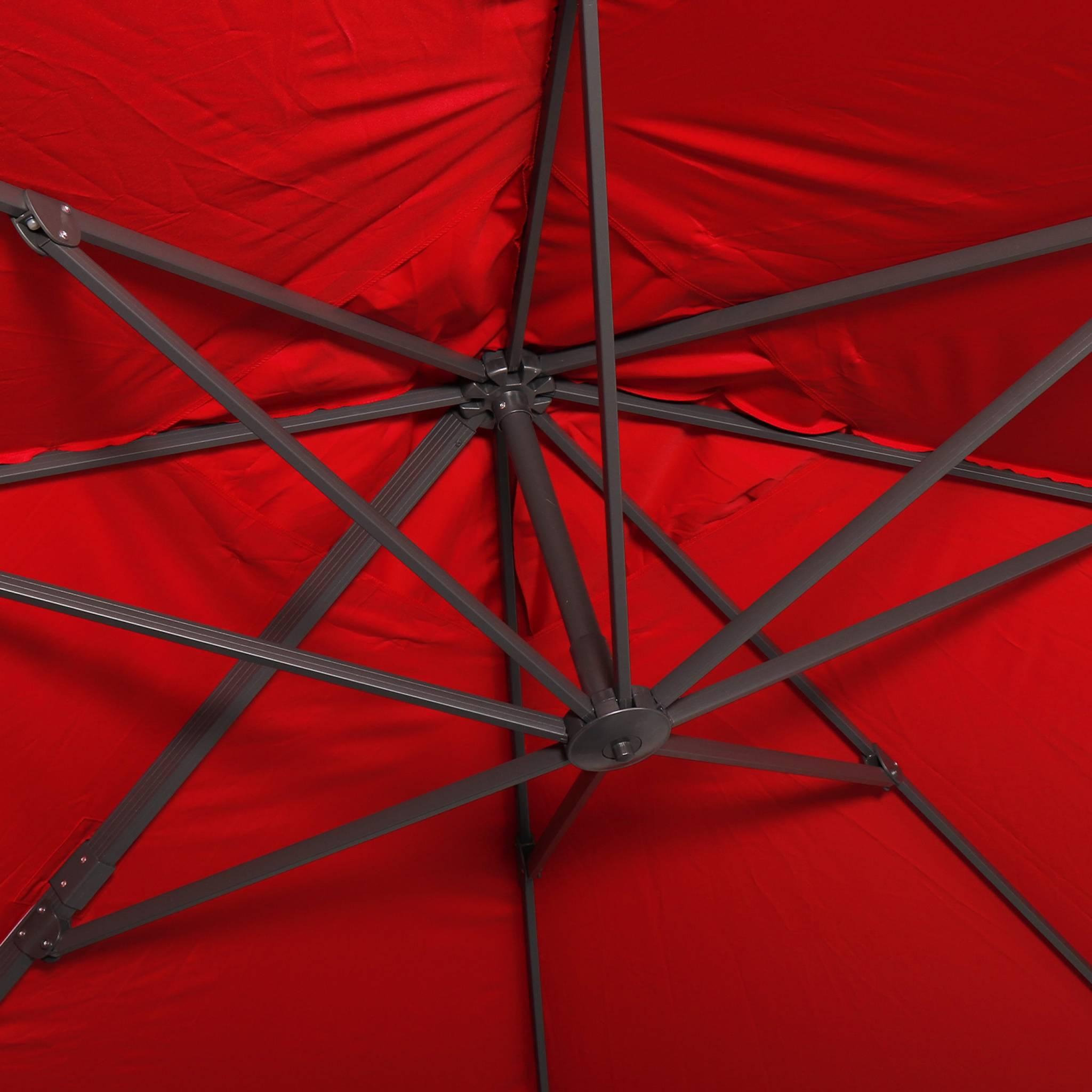 Voir la diapositive 6 : SWEEEK Parasol déporté rectangulaire 3x4 m - Wimereux - Parasol excentré inclinable dans 6 positions, rotatif à 360° + dalles à lester 50x50cm