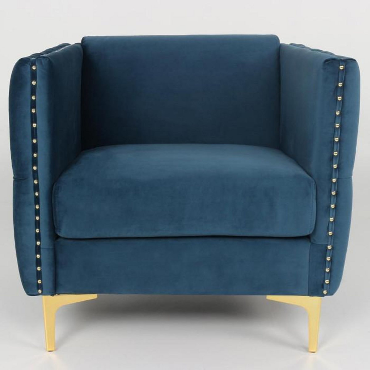 Paris Prix Fauteuil Design en Velours  Suez  83cm Bleu