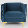 Voir la diapositive 2 : Paris Prix Fauteuil Design en Velours  Suez  83cm Bleu