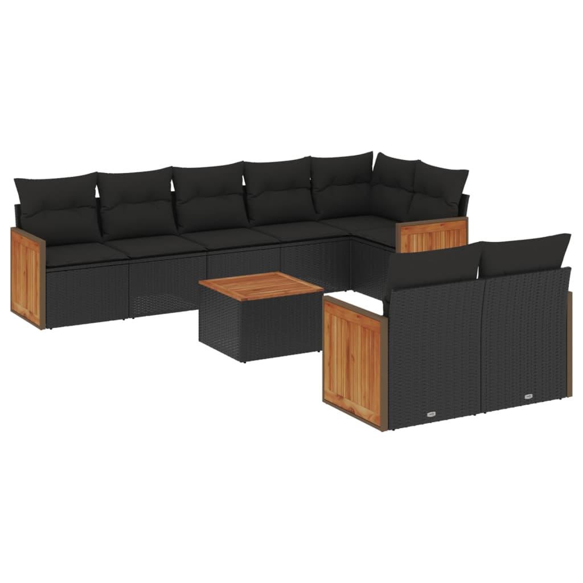 Voir la diapositive 2 : VIDAXL Salon de jardin 9 pcs avec coussins noir resine tressee