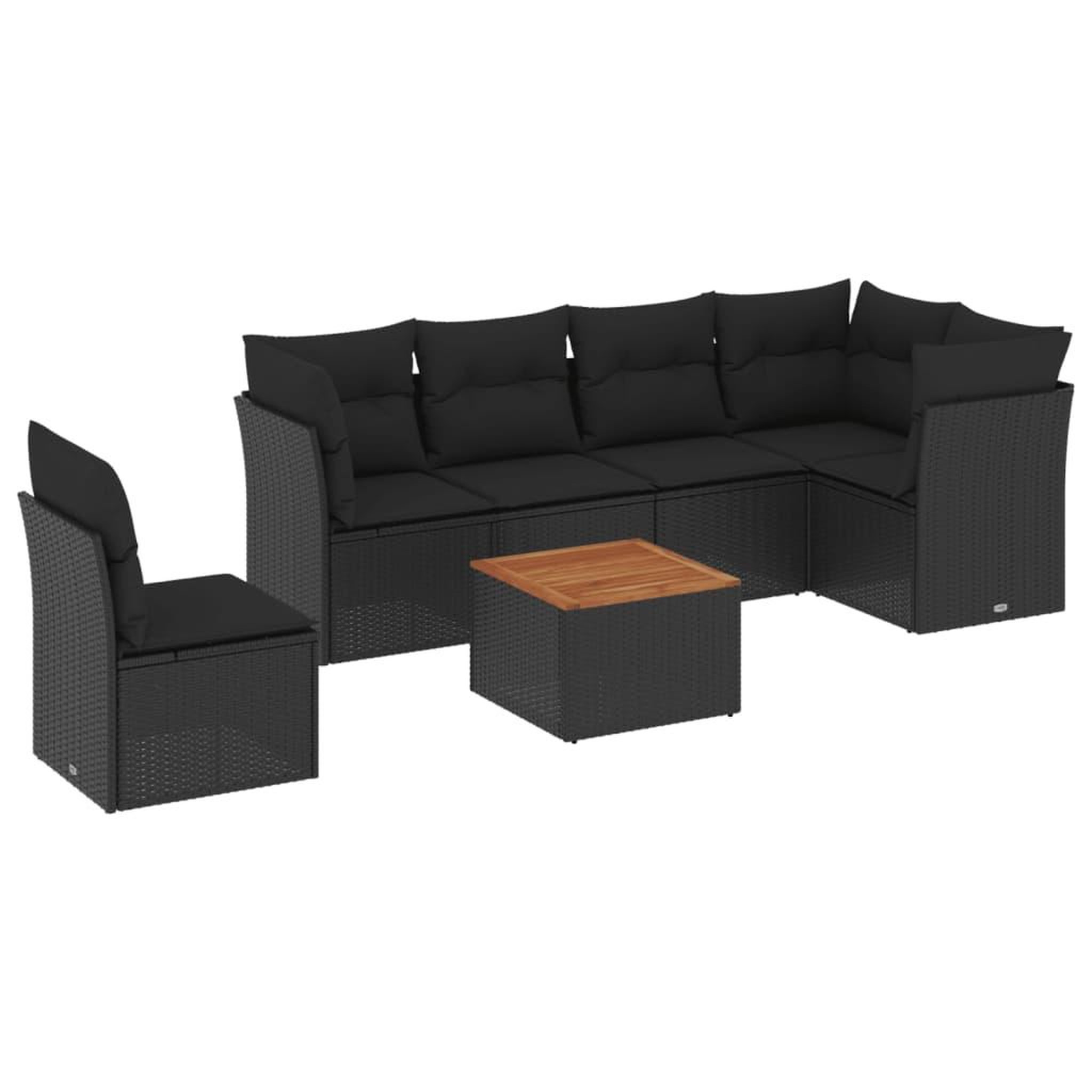 Voir la diapositive 2 : VIDAXL Salon de jardin 7 pcs avec coussins noir resine tressee