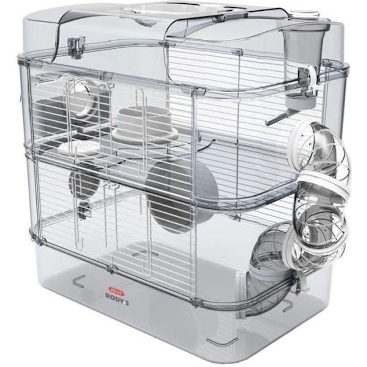 Zolux ZOLUX Cage sur 2 étages pour hamsters, souris et gerbilles - Rody3 duo - L 41 x p 27 x h 40,5 cm - Blanc