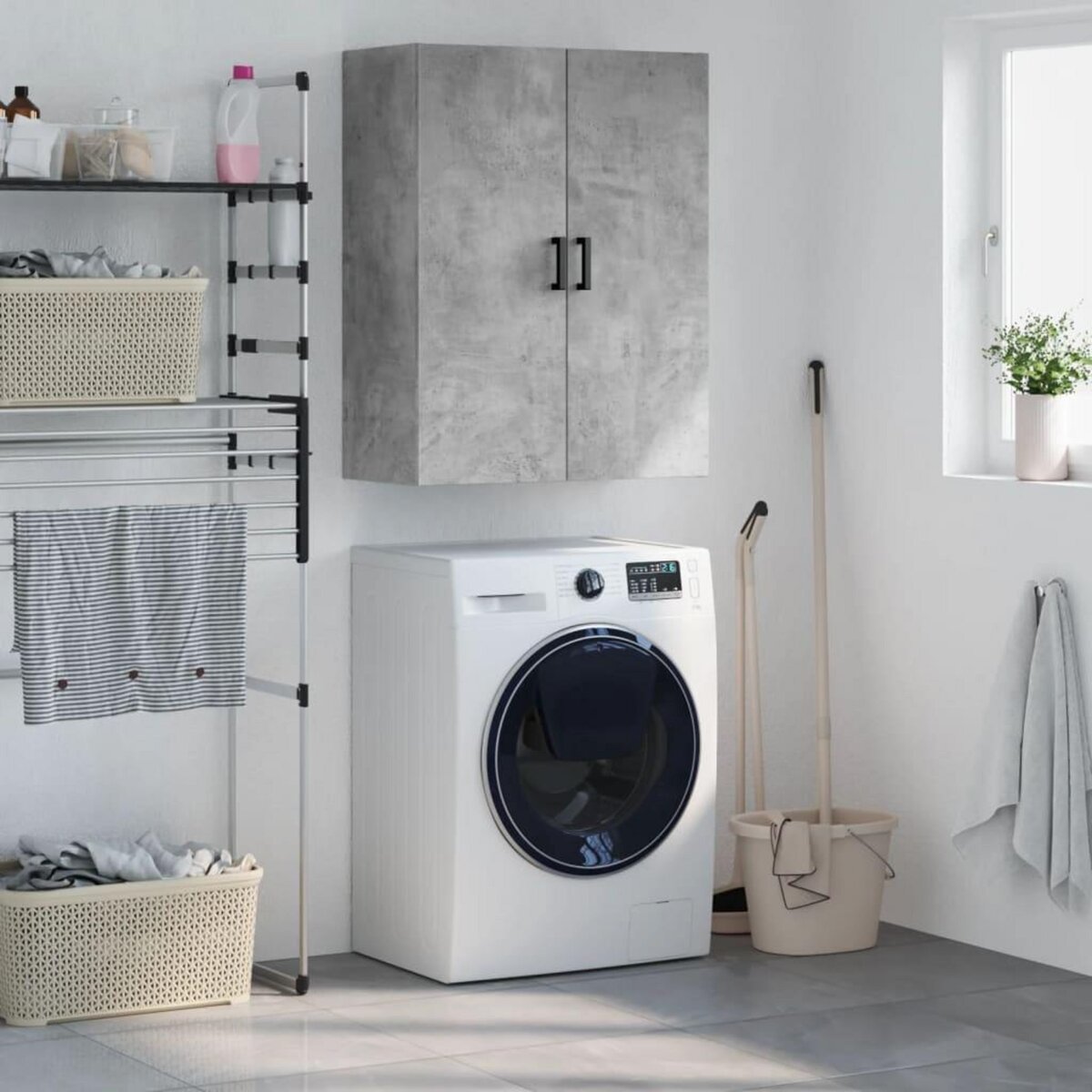 VIDAXL Armoire murale gris beton 69,5x34x90 cm