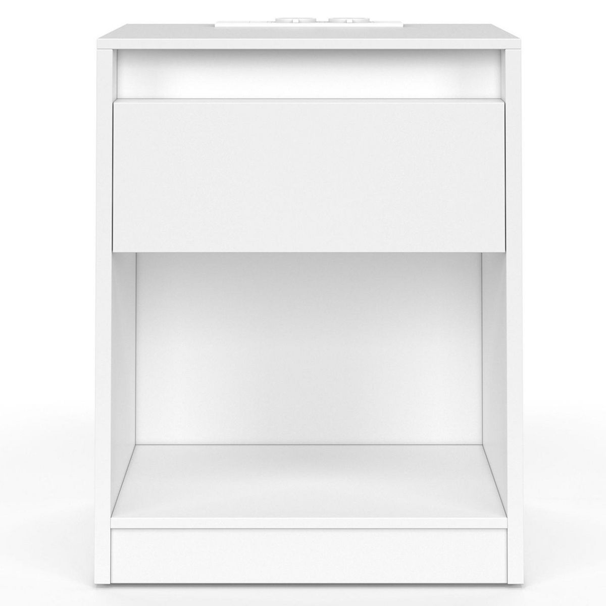 ID MARKET Lot de 2 tables de chevet TED à LEDS avec station de recharge 1 tiroir et niche