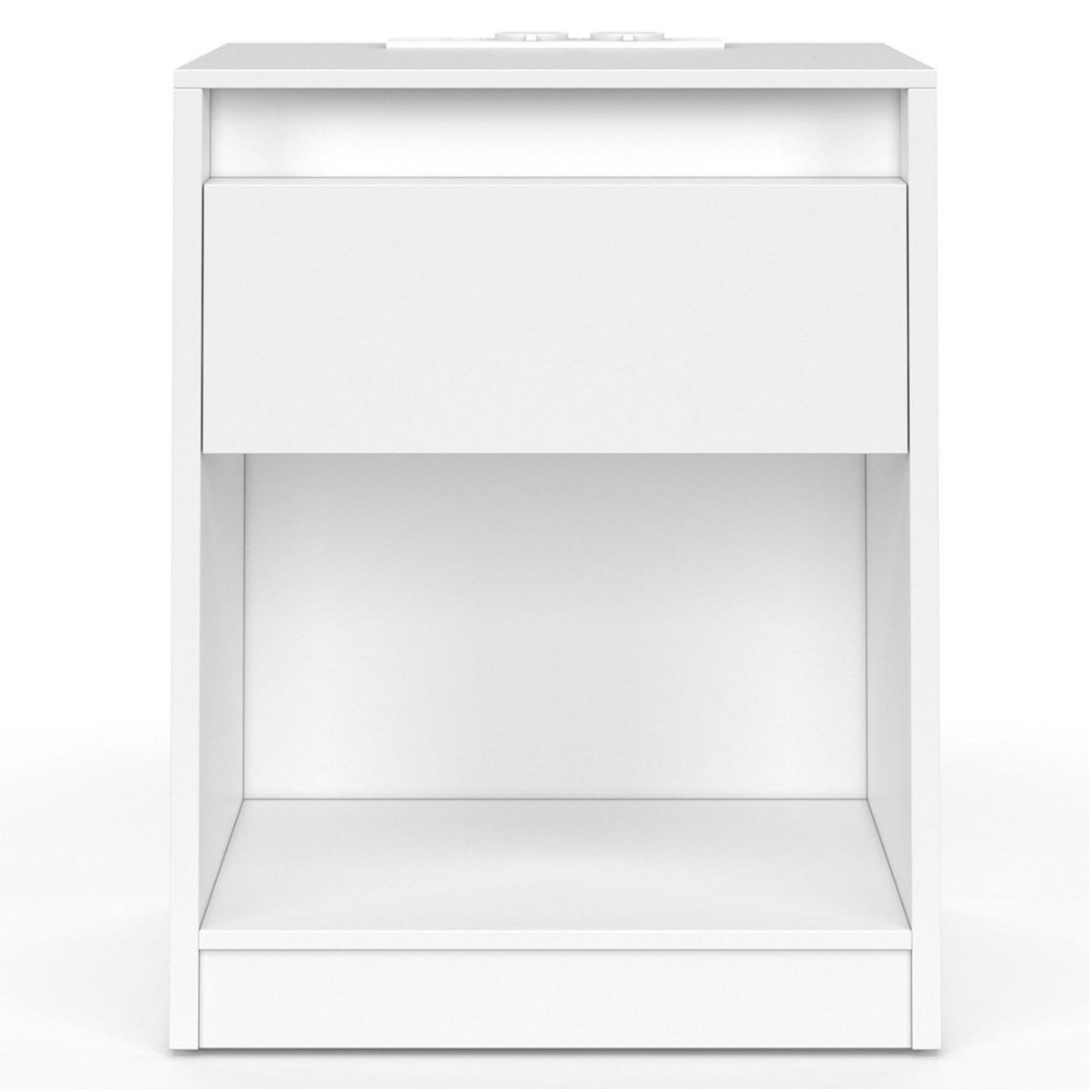 ID MARKET Lot de 2 tables de chevet TED à LEDS avec station de recharge 1 tiroir et niche