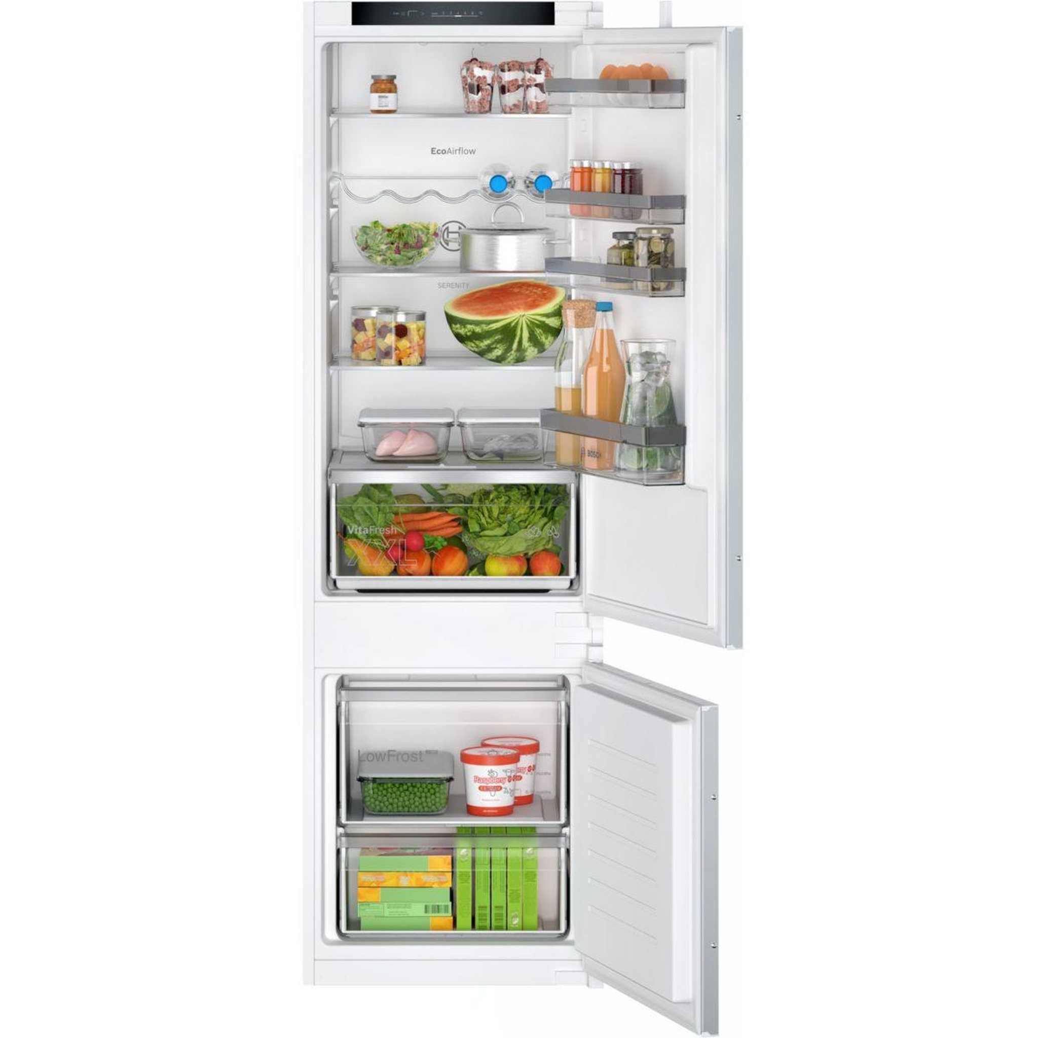 Voir la diapositive 1 : BOSCH Réfrigérateur combiné encastrable KIV87MSEO Serenity Eco Airflow