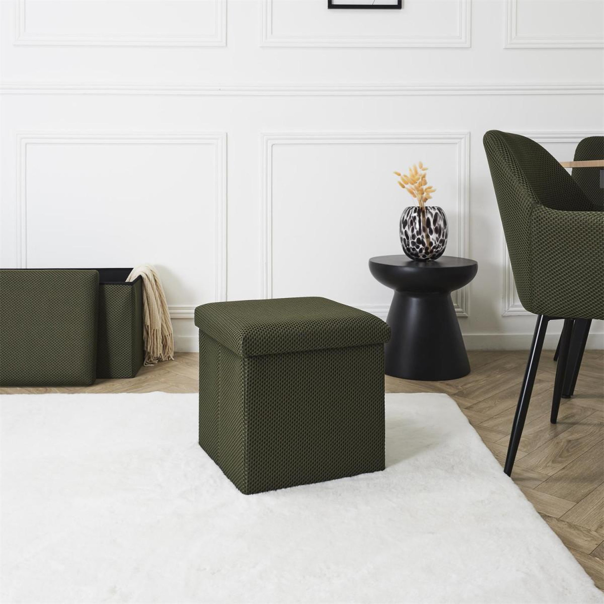 Voir la diapositive 5 : The Home Deco Factory Pouf coffre pliable  atome  38cm kaki