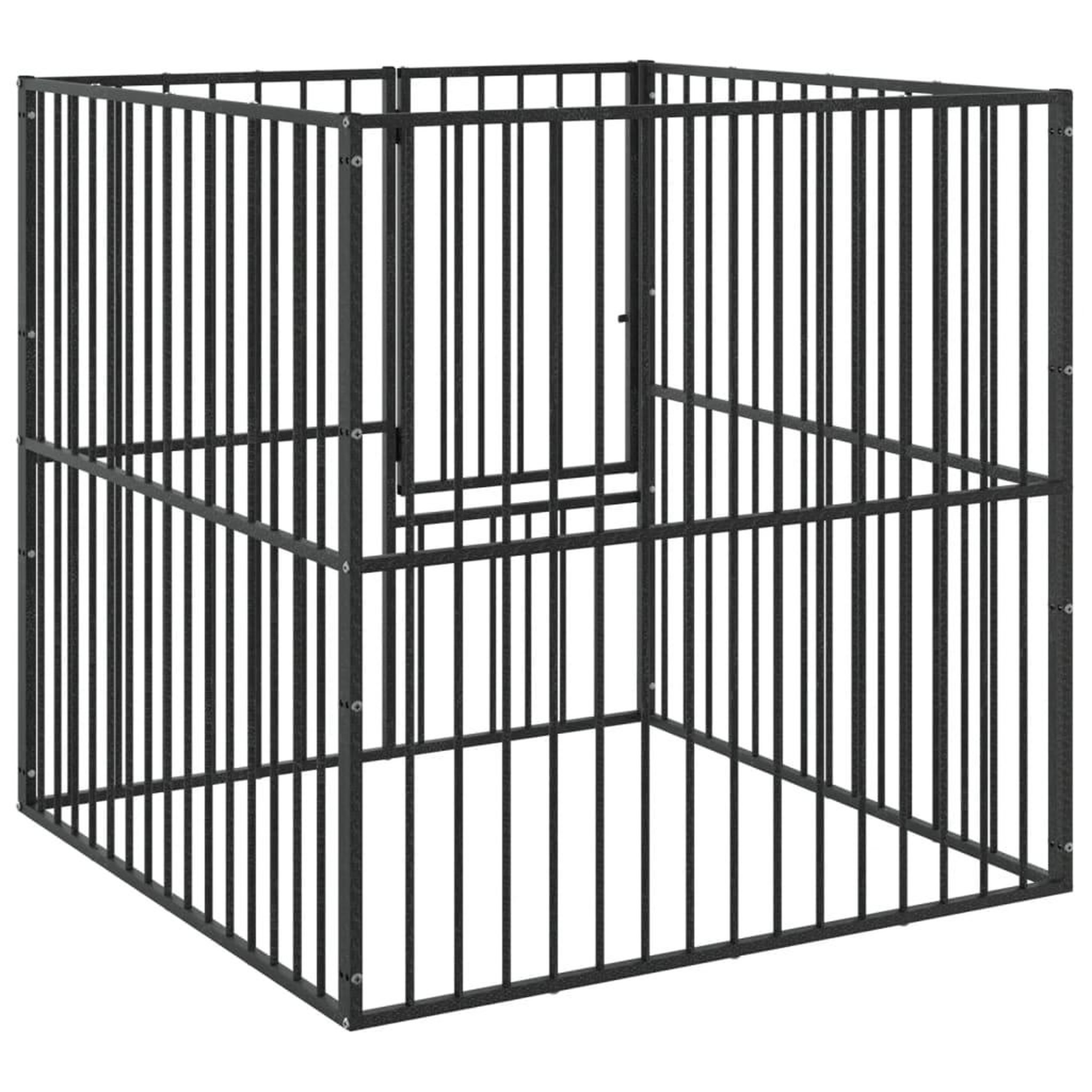 Voir la diapositive 2 : VIDAXL Parc pour chien 4 panneaux noir acier galvanise