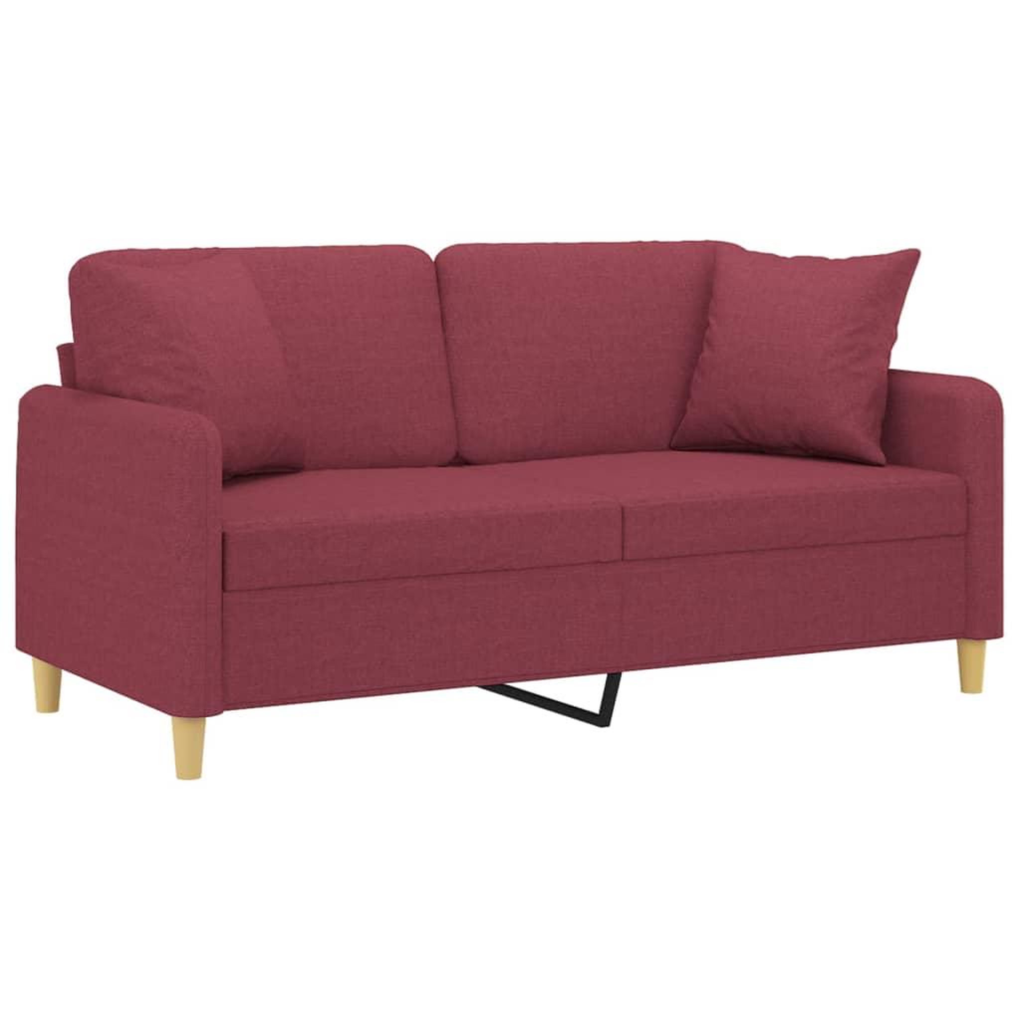 Voir la diapositive 3 : VIDAXL Canape 2 places avec oreillers bordeaux 140 cm tissu
