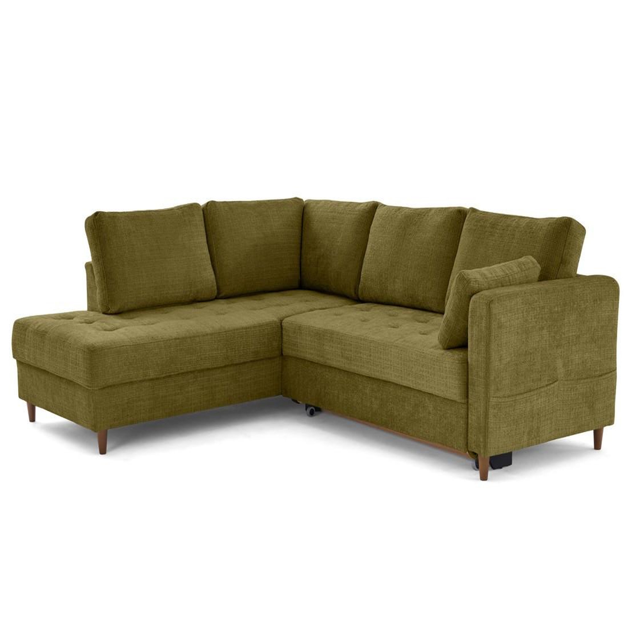 Voir la diapositive 3 : BEST MOBILIER Anna - canapé d'angle gauche 5 places convertible en velours texturé