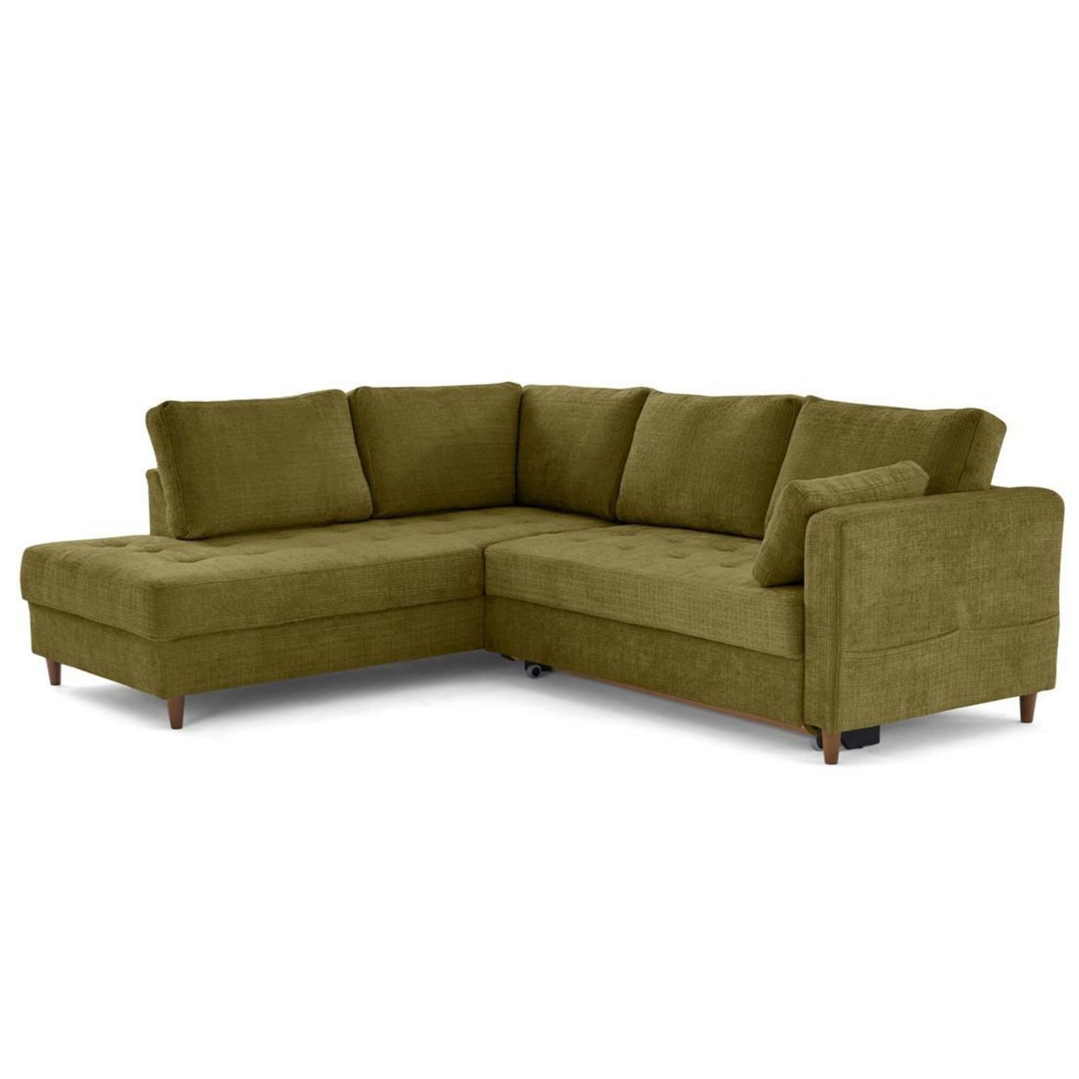 LISA DESIGN Anna - canapé d'angle gauche 5 places convertible en velours texturé