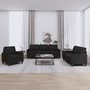 Voir la diapositive 1 : VIDAXL Ensemble de canapes 3 pcs avec coussins Noir Tissu