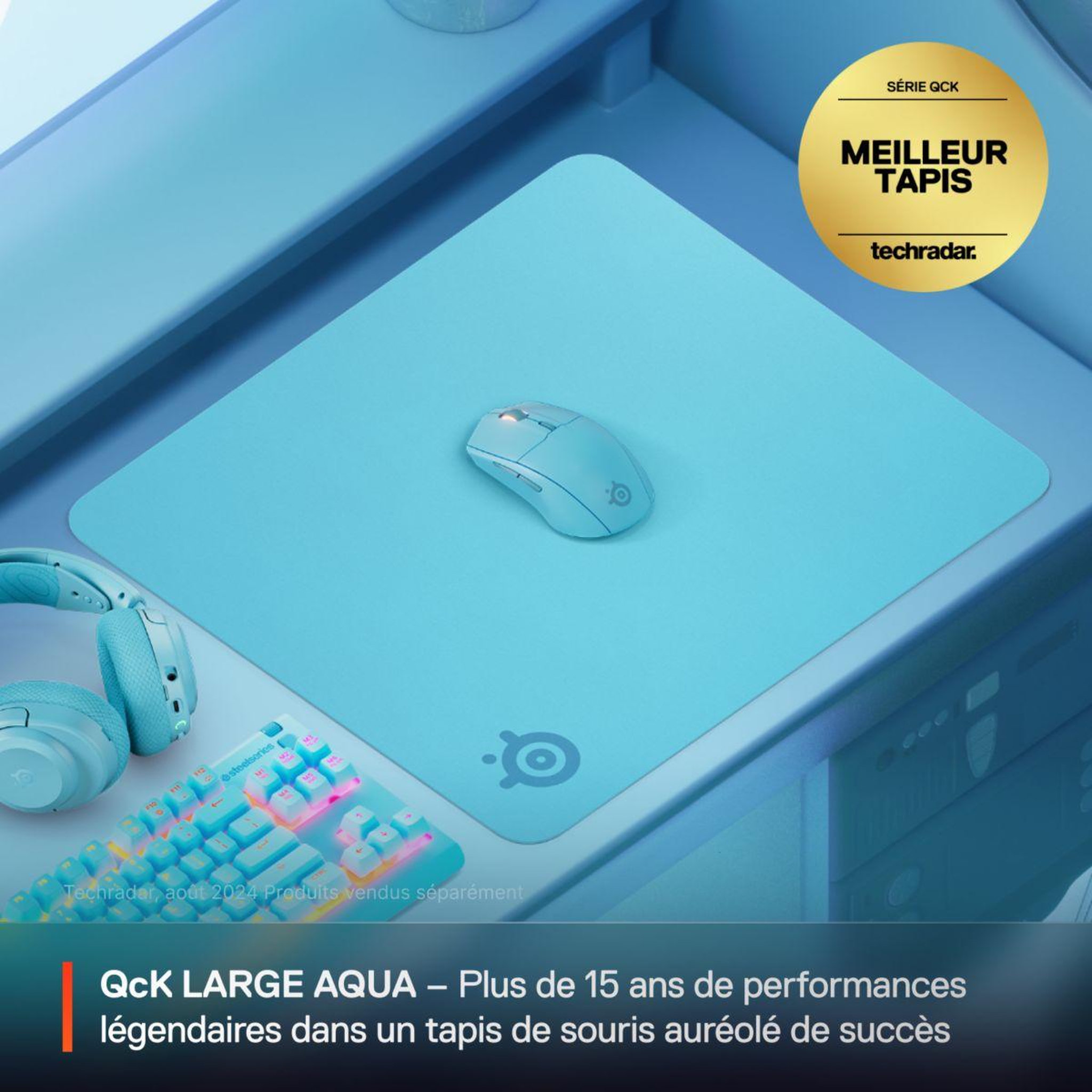 Voir la diapositive 2 : STEEL SERIES Tapis de souris qck l aqua
