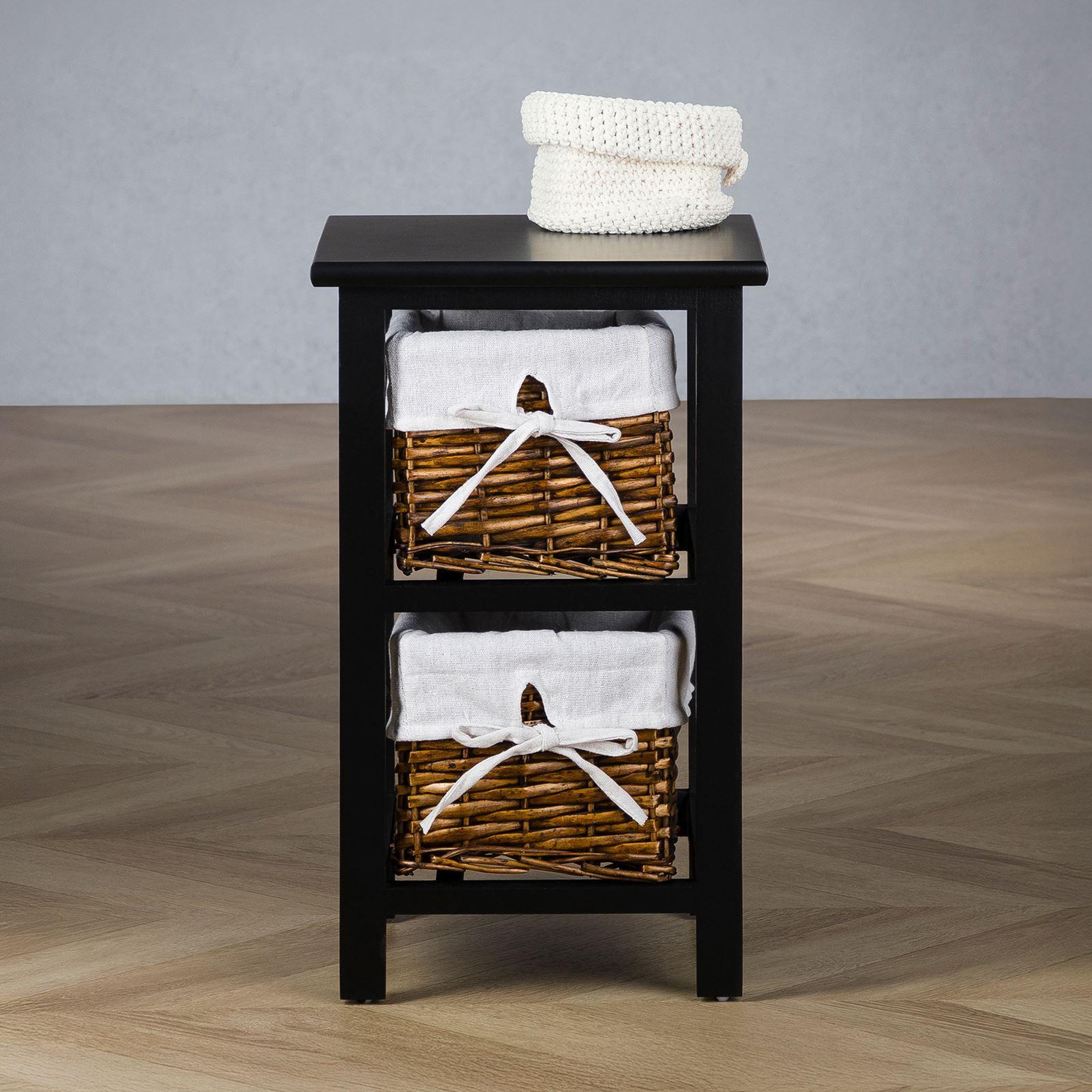 Voir la diapositive 3 : IDIMEX Table de chevet NOKOMIS avec 2 paniers en bois