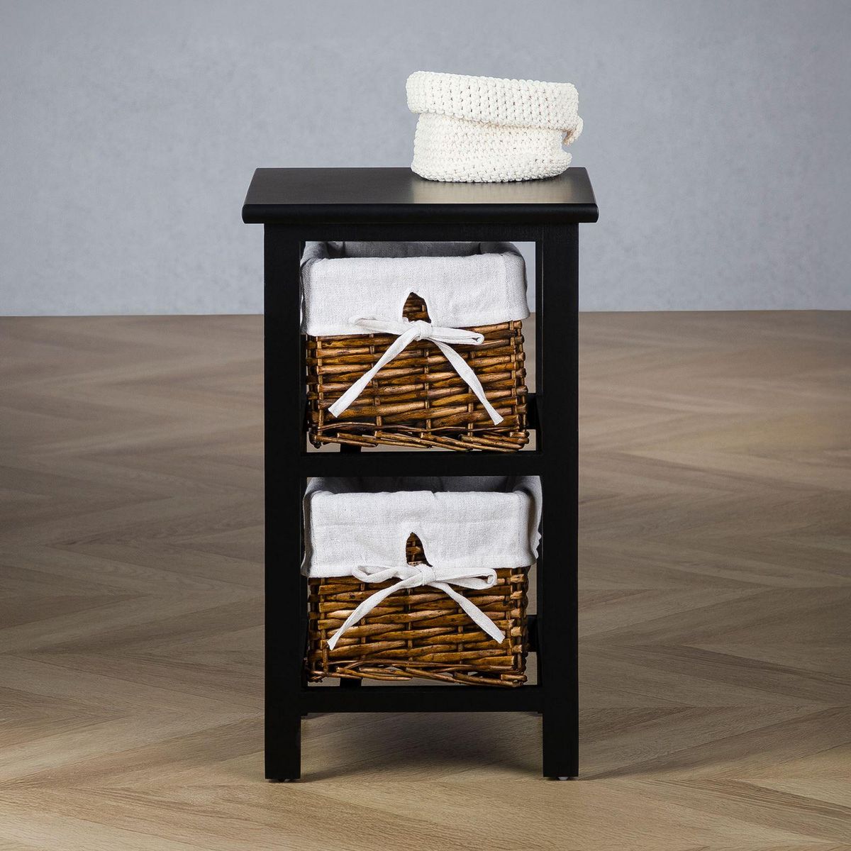 IDIMEX Table de chevet NOKOMIS avec 2 paniers en bois