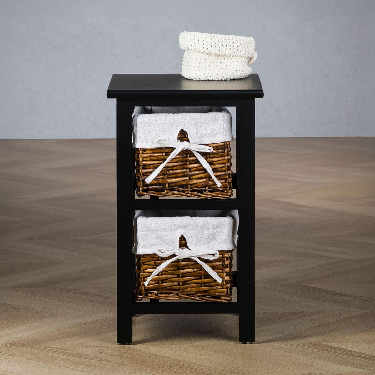 IDIMEX Table de chevet NOKOMIS avec 2 paniers en bois