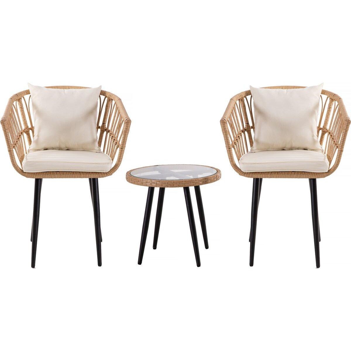 Habitat et Jardin Salon de jardin rotin  Vela  - 2 places - Marron