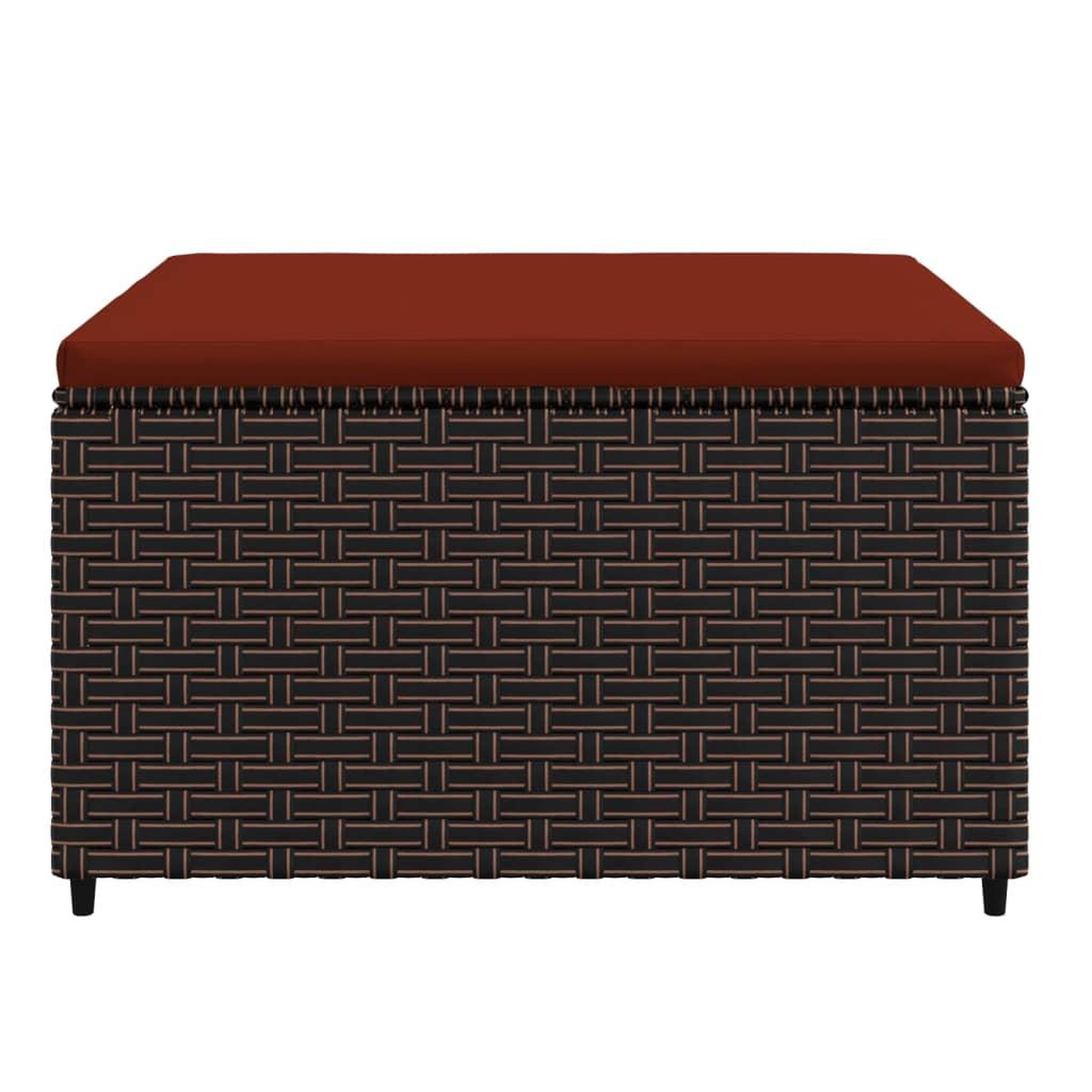 Voir la diapositive 4 : VIDAXL Repose-pieds de jardin coussins lot de 2 marron resine tressee