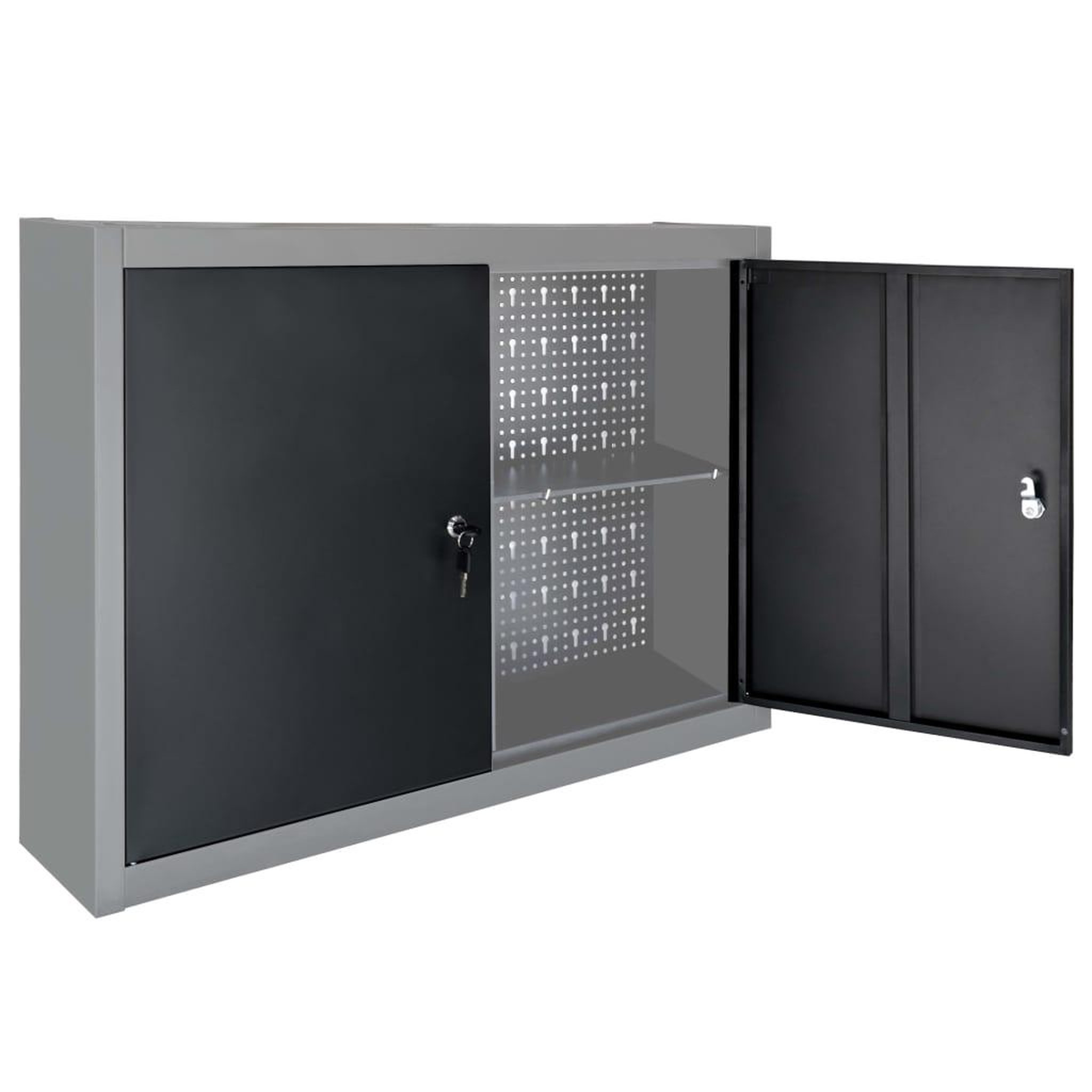 Voir la diapositive 4 : VIDAXL Armoire a outils murale Style Industriel Metal Gris et noir