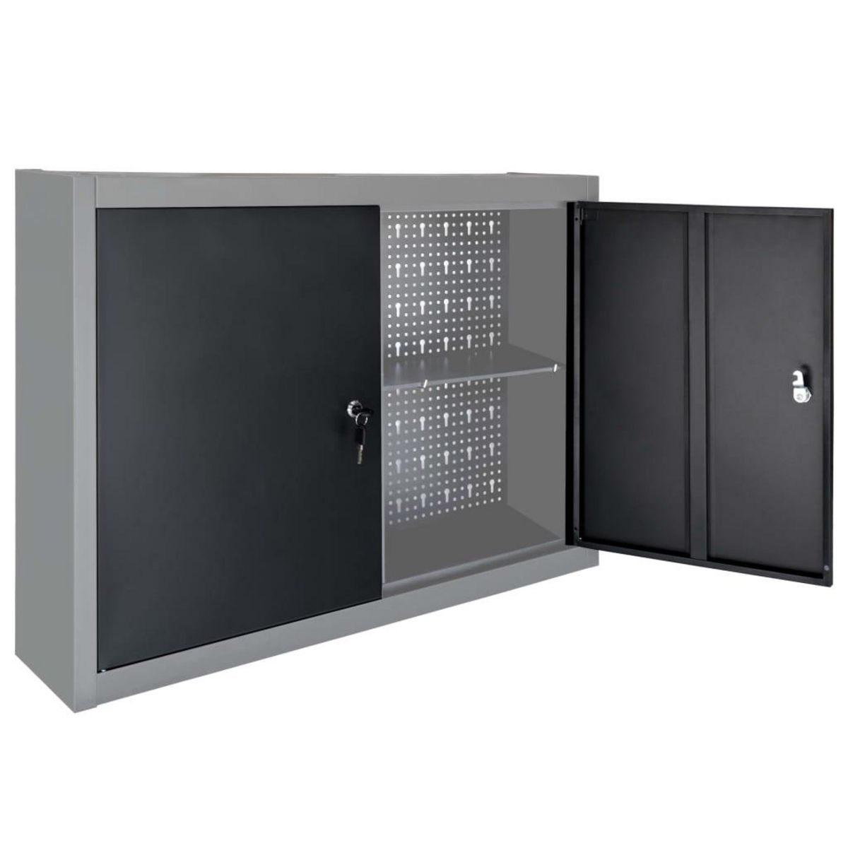 VIDAXL Armoire a outils murale Style Industriel Metal Gris et noir