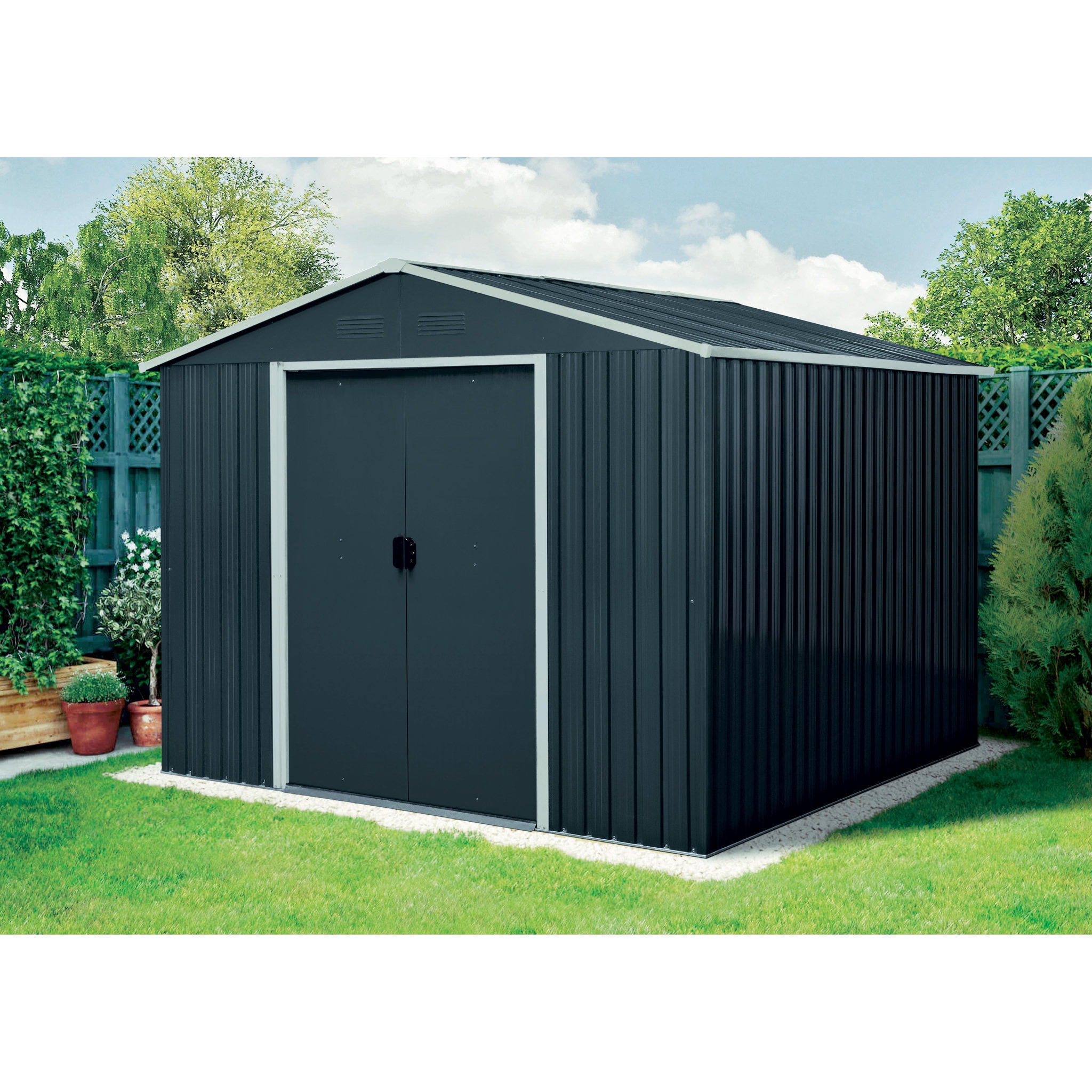 Voir la diapositive 3 :  Abri jardin métal 7,8m2  2,81 x 2,79 x H1,99m