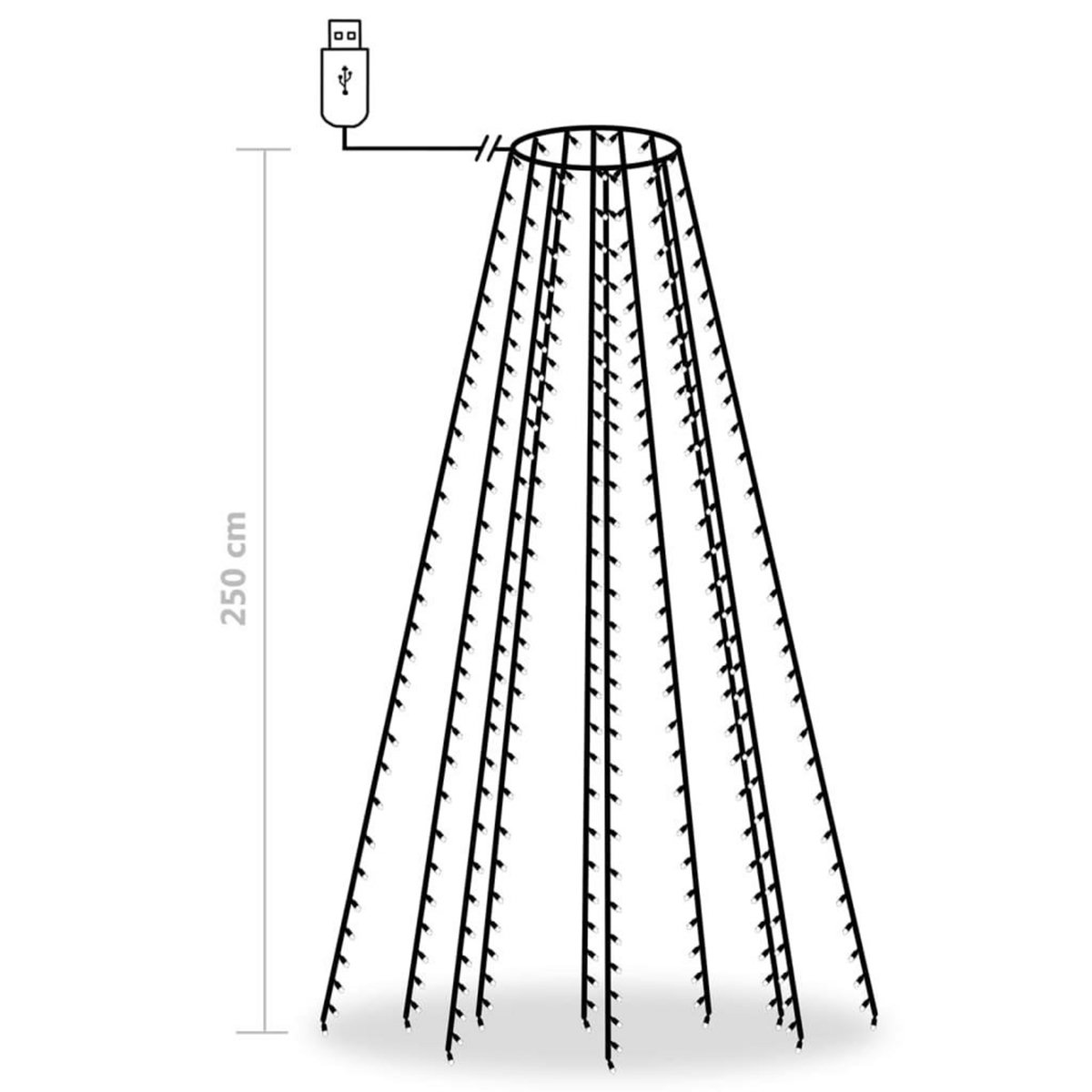VIDAXL Guirlande lumineuse d'arbre de Noël 250 LED Blanc froid 250 cm