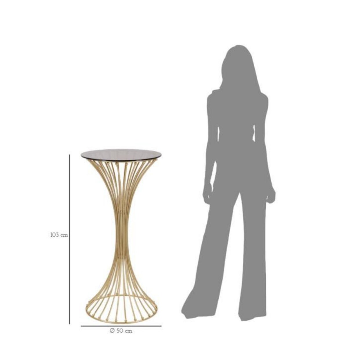 Paris Prix Table d'Appoint Design en Métal  Century  103cm Or