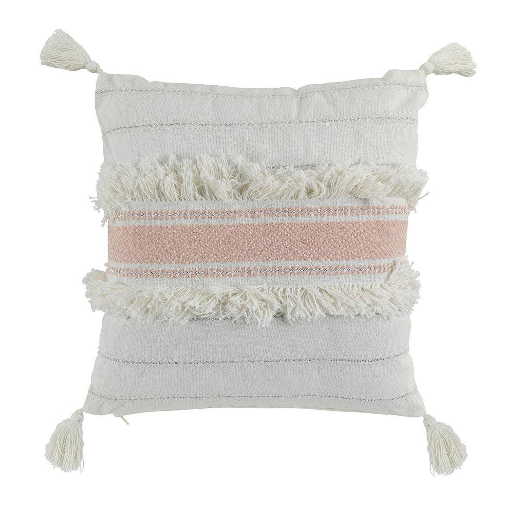 Douceur d'Intérieur Coussin déco à pompons  indira  40x40cm rose