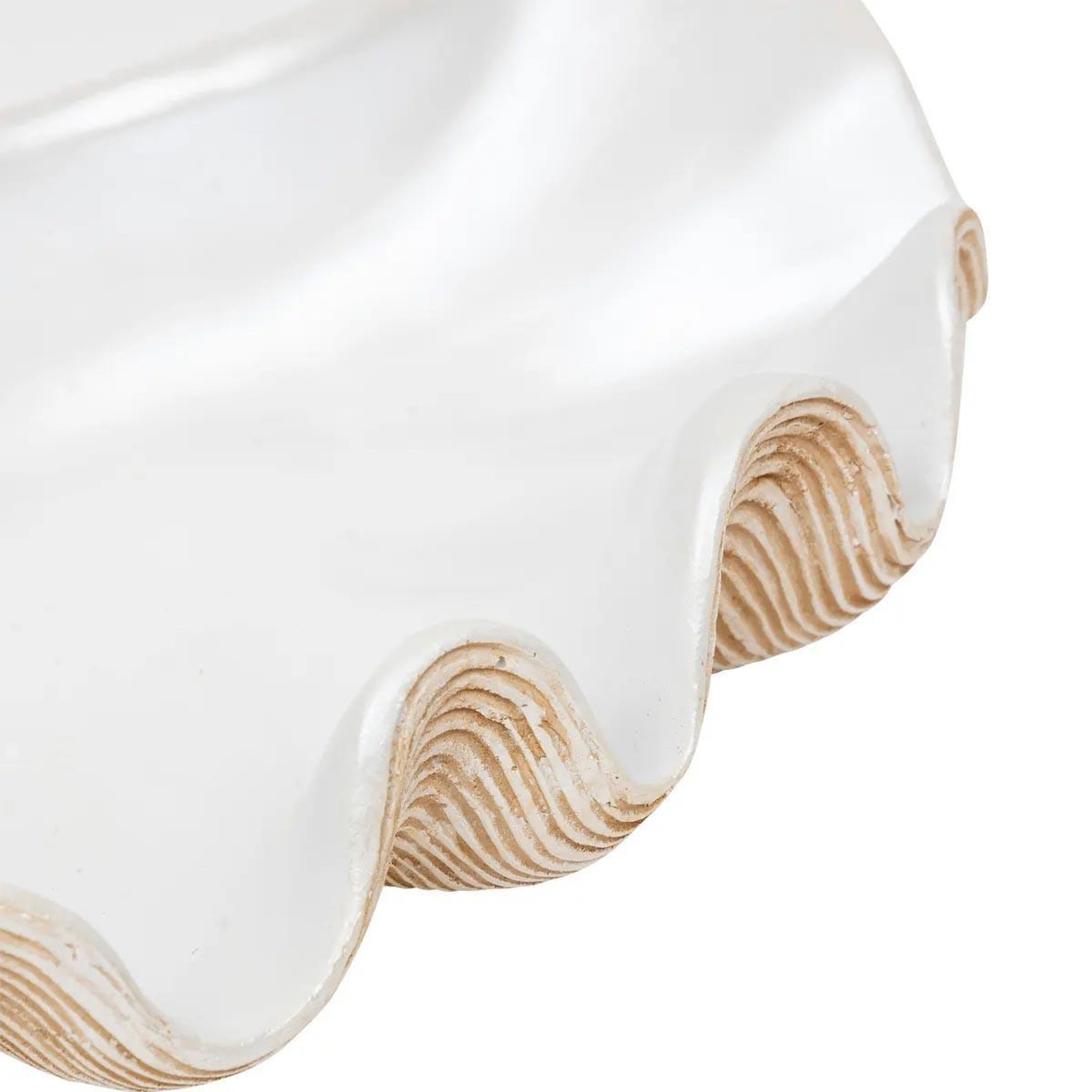Voir la diapositive 2 : ATMOSPHERA Coupelle déco en résine  océane  36cm blanc
