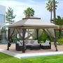 Voir la diapositive 2 : OUTSUNNY Tonnelle barnum de jardin pop-up pliant 3,64L x 3,64l x 2,94H m acier polyester moustiquaires + sac de transport à roulettes beige marron